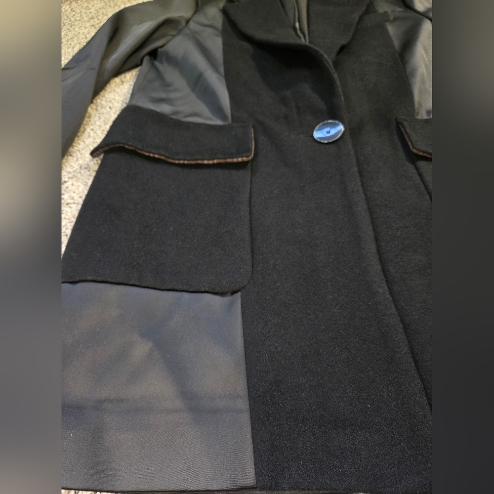 Zara Oversized Black Blazer Style Coat Duel Fabric Size Medium Womens EUC - Picture 3 of 11